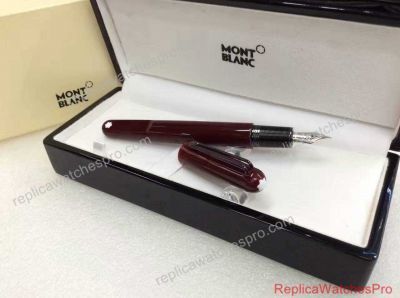 Replica Montblanc M Fountain Pen Dark Red Resin Black Clip